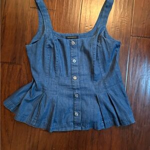 Women's Blue Denim Peplum Top